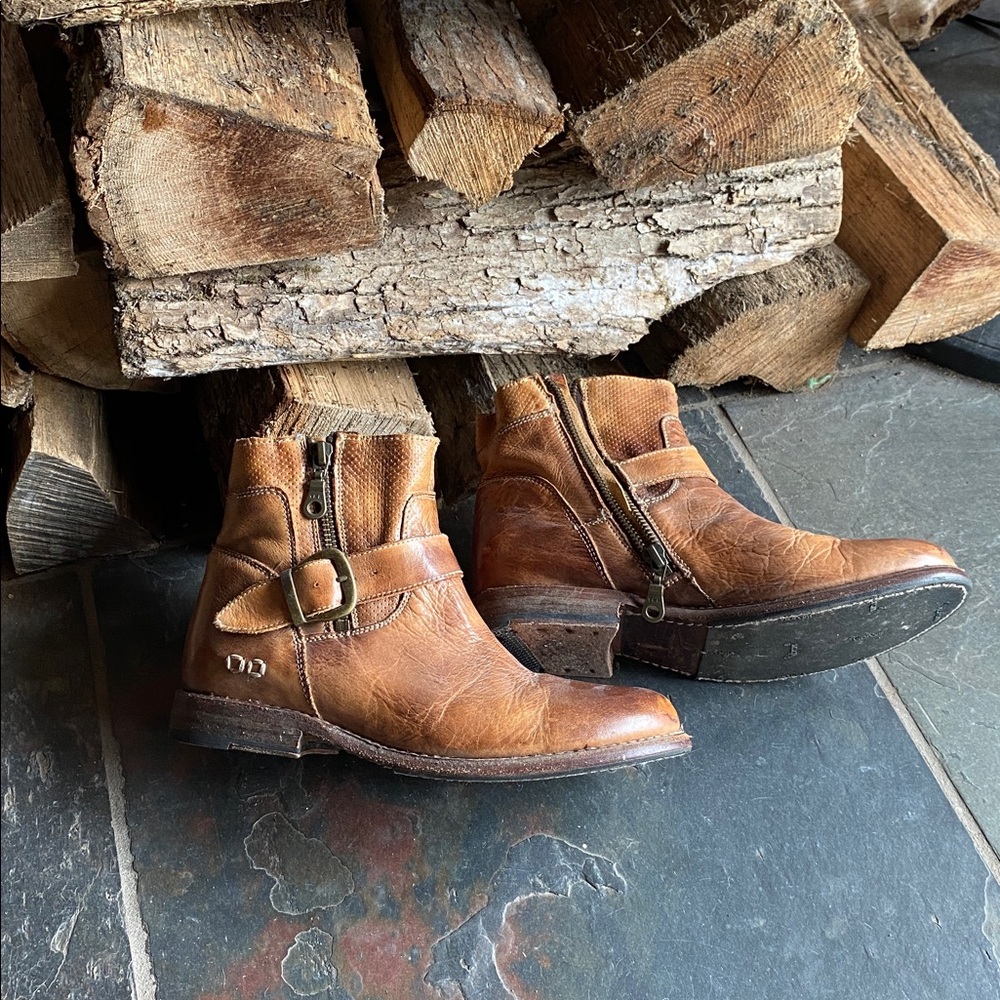 Bed Stu Brown Leather Ankle Boots with Buckle